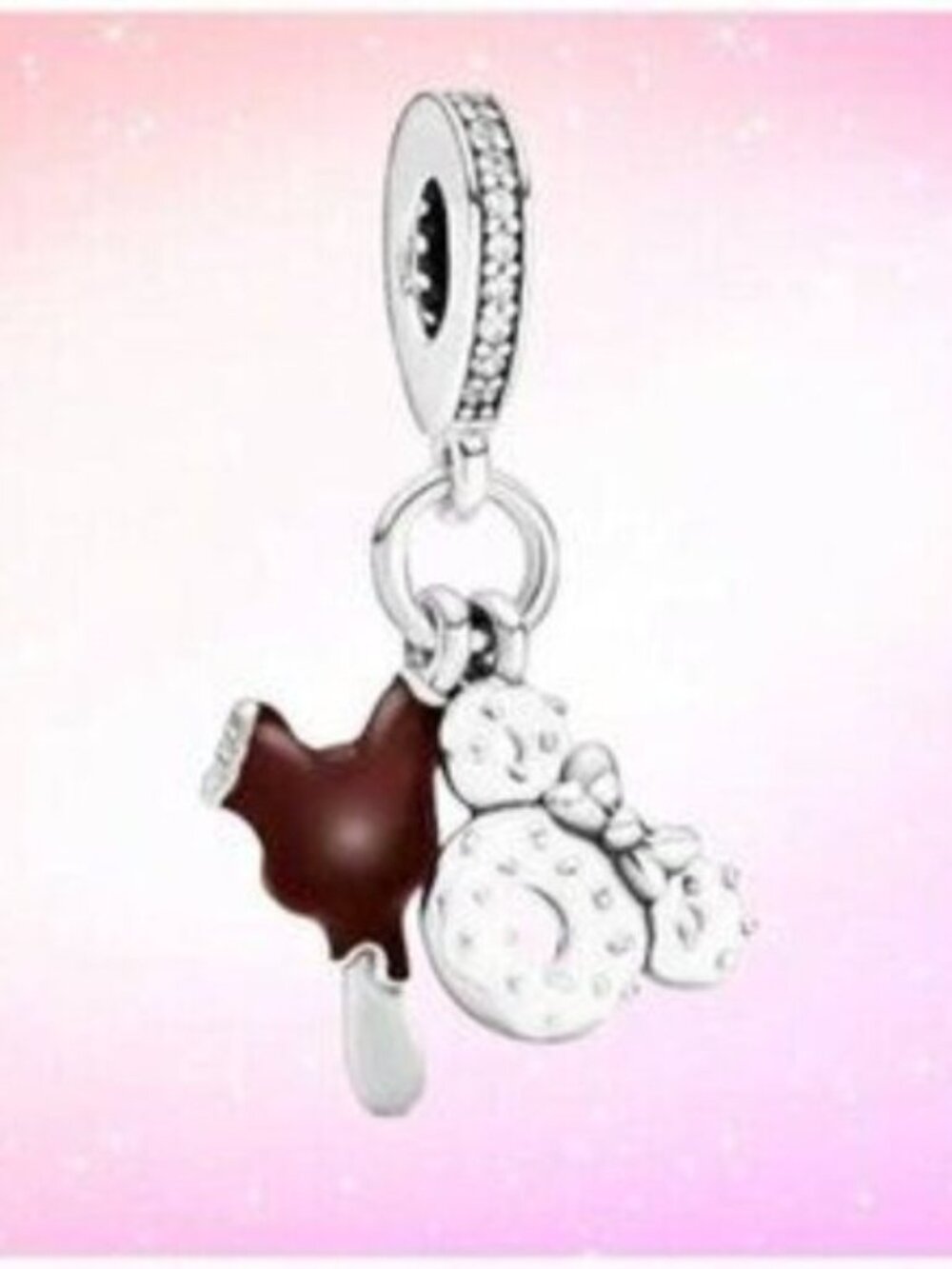 Pandora Silver Charm Dangle with Brown Enamel Popsicle